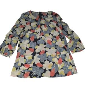 Boden Women's Floral Print 3/4 Sleeve Zip Back Top Tunic Size US 8‎
